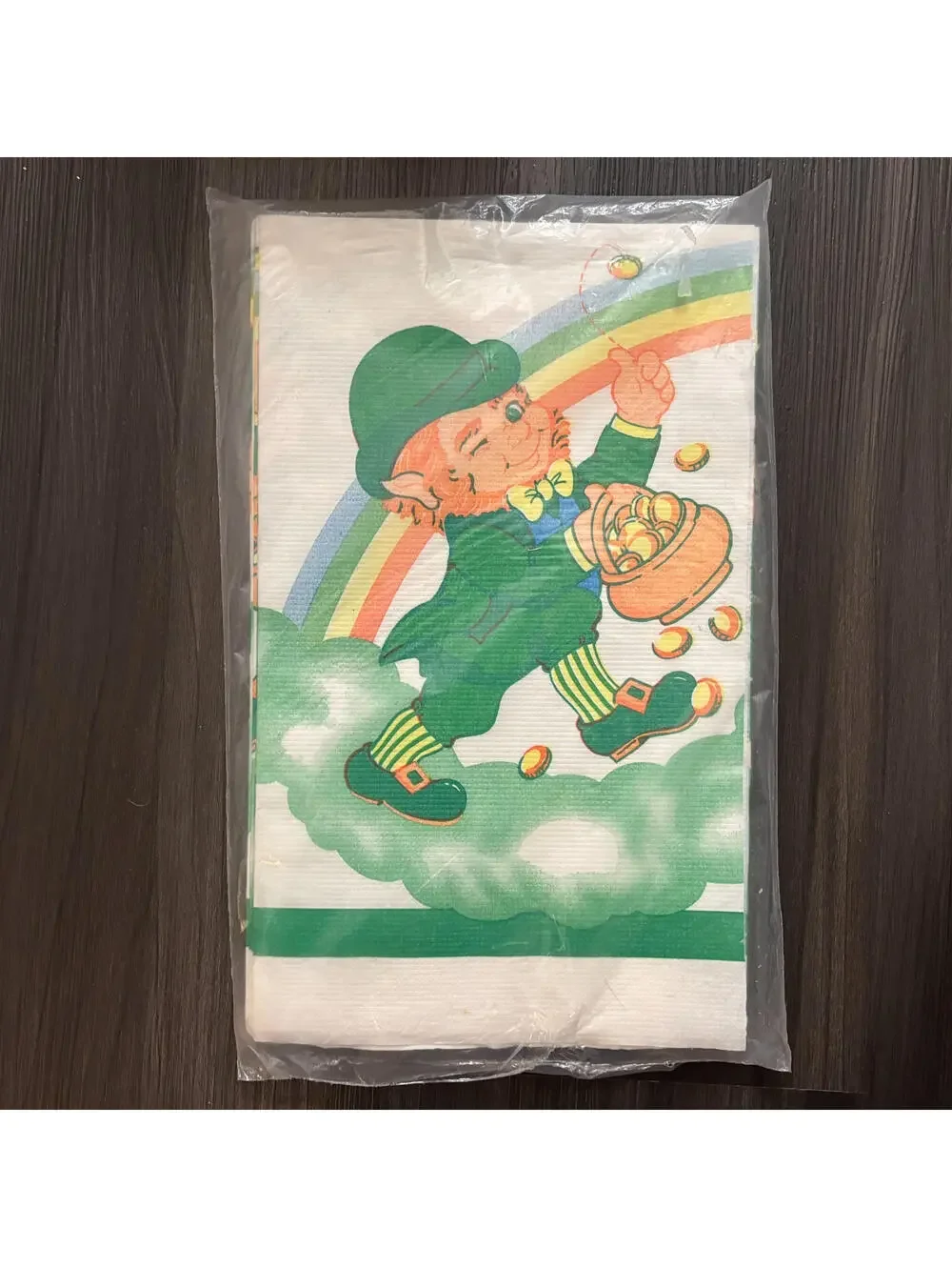 Vintage CA Reed St Patrick's Day Table Cover Leprechaun w/ Gold Pot 52